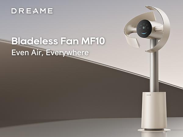 DREAME MF10 Bladeless Tower Fan for Bedroom, Smart Standing Fan with 270° Spatial Airflow for Whole-Room Circulation, 59ft/s High Velocity, 10 Speeds 3 Modes, Temperature-Adaptive Airflow, MF10-Beige