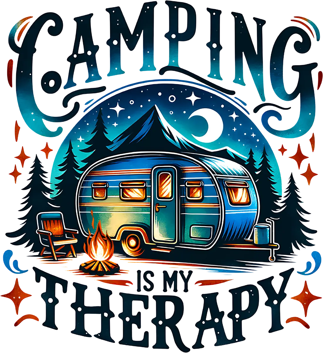 DTF Transfer – Camping Is my Therapy Multi Sizes (CA-SC002)