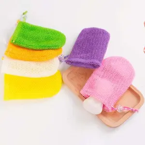 6-Piece Mesh Soap Bags Set, Pull Cord Exfoliating Soap Bag, Reusable Hanging Bath Accessories, Alcohol-Free Shower and Body Wash, Body Scrubber, Hangable