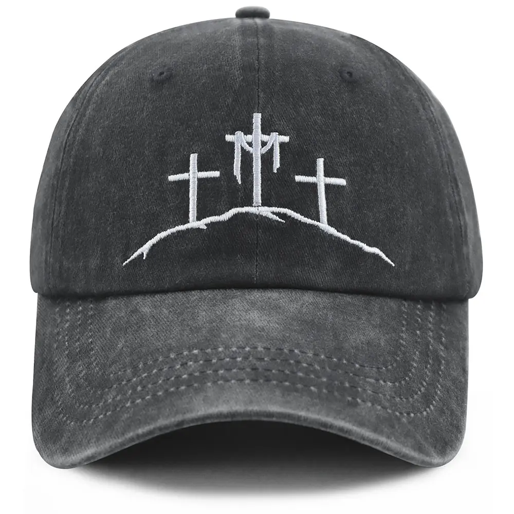 Christian Cross Graphic Print Baseball Cap - Adjustable Size Hat, 1 Size Fits All, Faith-Based Inspirational Gifts for Family (Dad, Mom, Grandpa) Christmas Birthday Presents, One Size Fits All