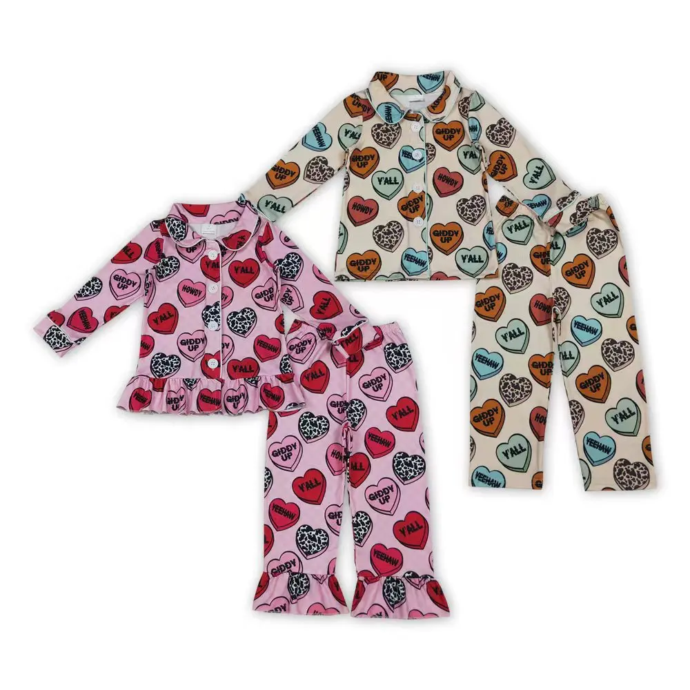 Kids' Matching Pajamas - Long Sleeve Pyjama Set for Valentine's Day Sleepwear