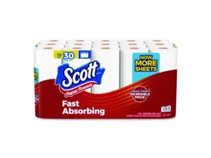 Kimberly Clark KCM56674 1-Ply Mega Kitchen Roll Paper Towels, White - 30 Rolls