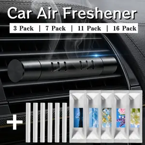 Car Air Freshener Vent Diffuser – 1 Alloy Diffuser with 2/6/10/15 Refill Sticks, Long Lasting Odor Eliminator