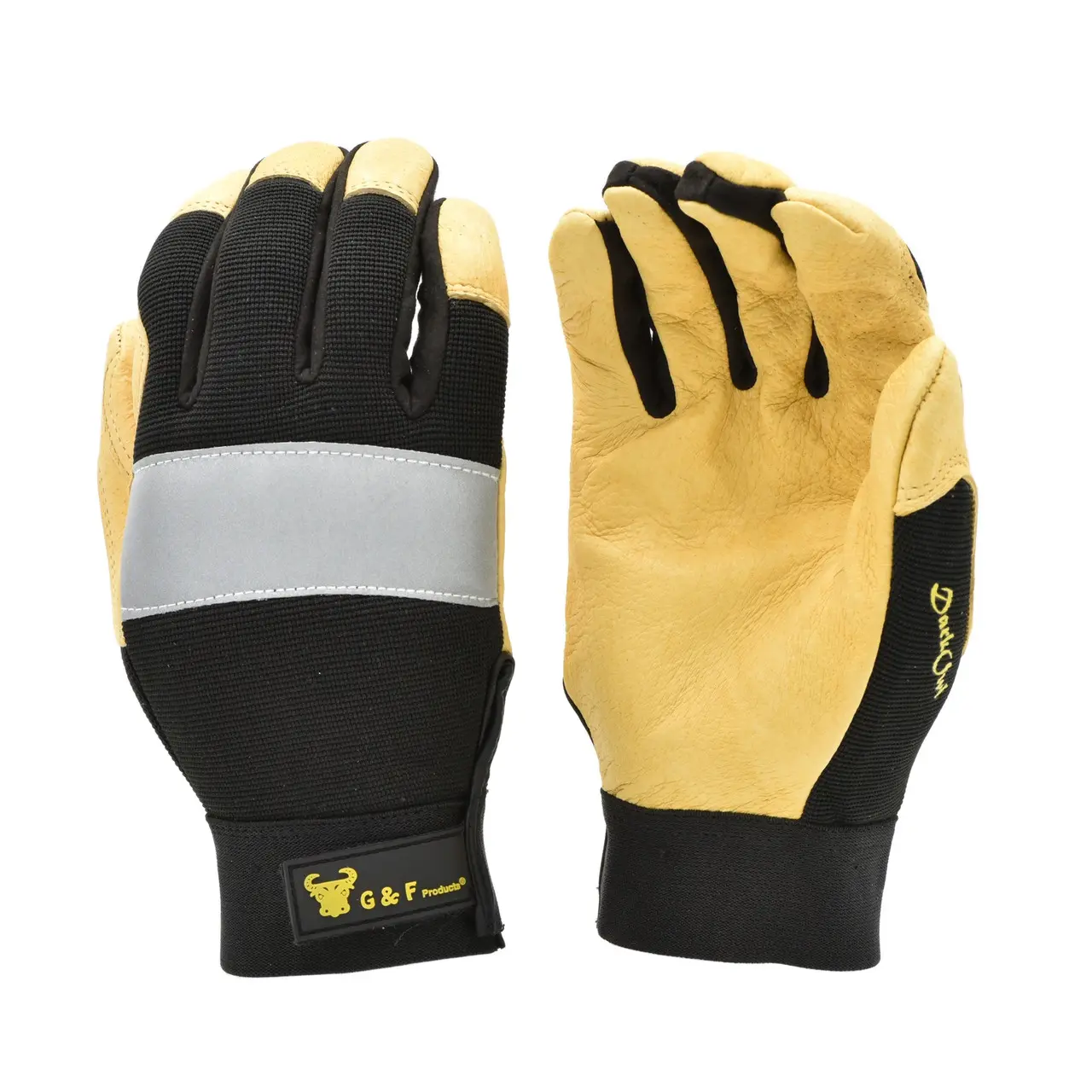 G & F 1091L Dark Owl High Visibility Reflective Performance Men's Mechanics Work Gloves - Safety Gear, Driving Gloves