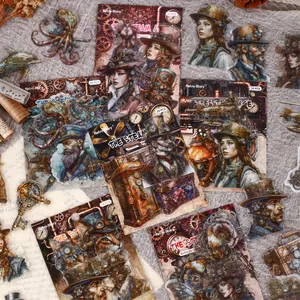 20 Sheets/bag Sticker Pack, Pet Material, Steam Punk Theme Decorative Stickers, Adhesive Stickers for, Crafts, Journals, Water Bottles, Multi-Scene Decoration