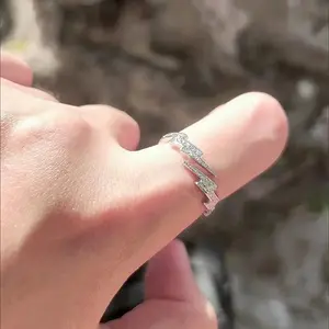 2024 New Silver Hip Hop Lightning Open Rings - Women's Men's Funky Alternative Asymmetric EKG Index Finger Personality Costume Jewelry Gift, Funky Rings, Alternative Rings