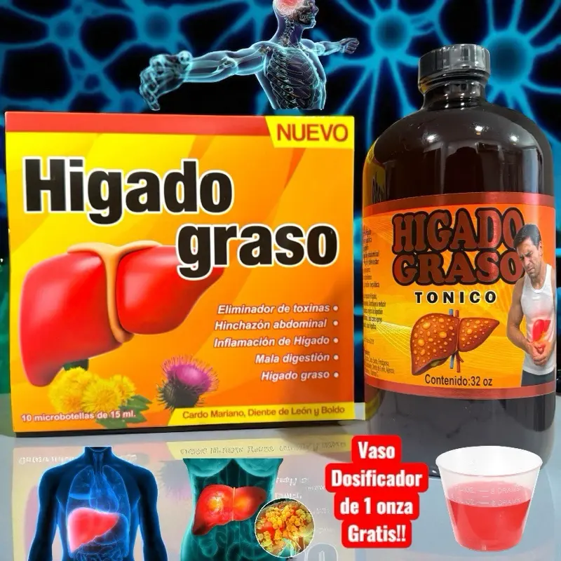 Kit de Hígado Graso Extra Strong Fast-Acting - Drink  Supplement 32 oz , Ampolleta 10 Dosis de 15 Ml
