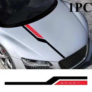 1PC 100cm Car Bonnet Decal Reflective Sticker Sport Letters Racing Styling Lines English Suitable for Audi BMW Decoration Universal