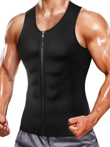 Men's Neoprene Sauna Sweat Vest, Slimming Weight Loss Workout Tops, Sleeveless Front Zipper Fitness Tank Tops, Waist Trainer Shaper, Men's Shapewear, Thermal Sauna Vest