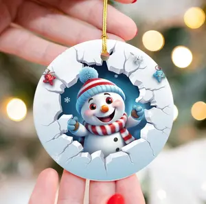 3D Polar Bear Christmas Ornament, Christmas Round Ornament 3D Christmas Ornament