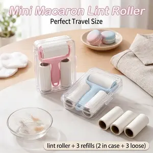 Mini Dust Removal Roller Set (2-Pack) - 1 Handle + 3 Refill Rollers, Strong Adhesive for Pet Hair & Lint, Reusable, No Electricity, Portable & Effective for Clothes, Carpets, Car Seats, Furniture - Essential for Pet Owners