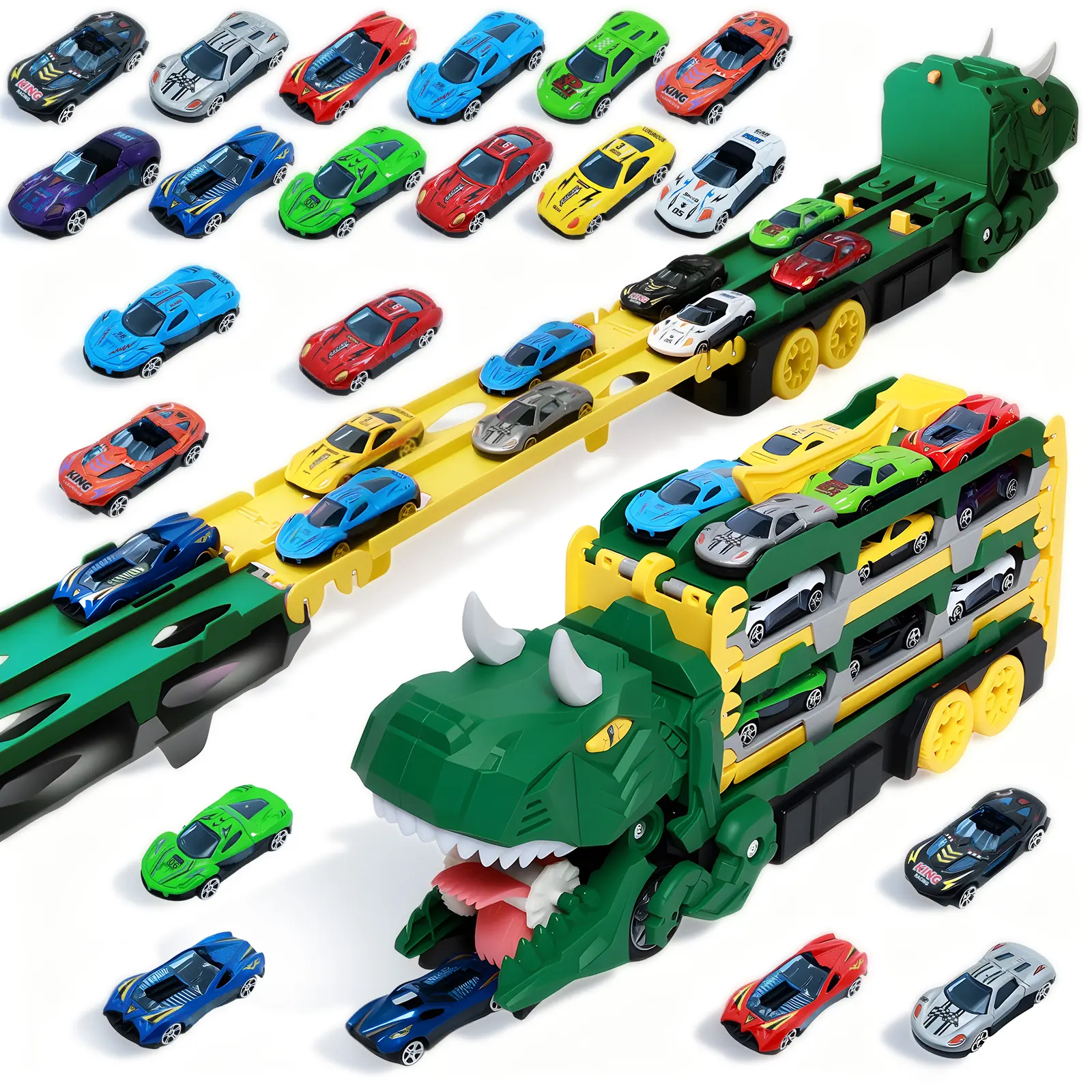 Green dinosaur devouring vehicle +12 alloy vehicle