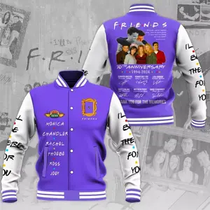 Friends TV Show Varsity Baseball Jacket Unisex, Central Perk Sitcom Bomber, Retro Series Streetwear, Perfect Gift for Fans