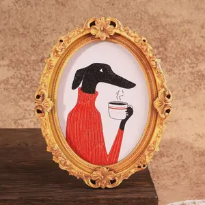 1PC Funny Coffee Drinking Dog Fridge Magnet, Fun Oval Refrigerator Magnet, Refrigerator Decorating Magnet, Home Decor & Festive Decoration, Great Holiday Gift