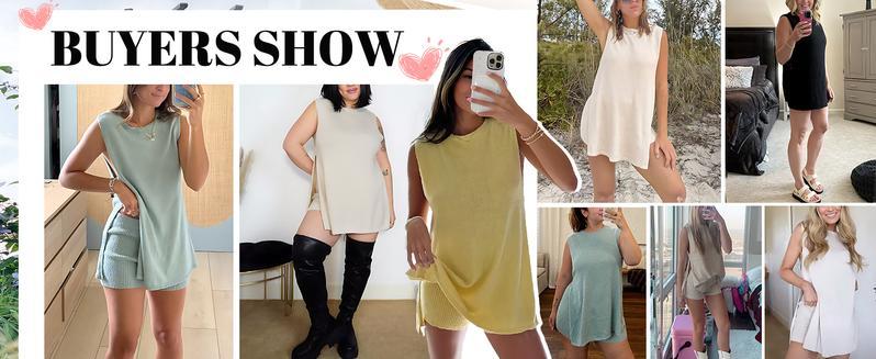 Mundoven Women's 2 Piece Outfits Summer Knit Sweater Set Sleeveless Tunic Top Matching Shorts Trendy Beach Vacation Sets Loungesetwomen Suits Clothes