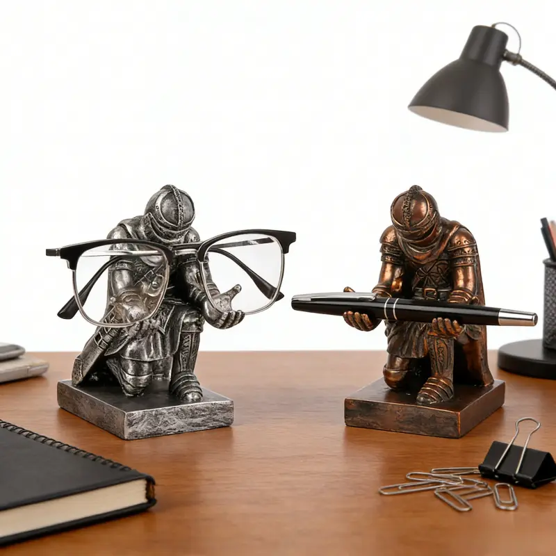 Gentleman Pen Holder - Creative Resin Sunglasses Stand & Knight Sword Display Rack, Office Desk Organizer/Sun Glasses Storage Bracket, Essential Office Desk Accessories, Corporate Work Desk Accessories, Office Desk Supplies