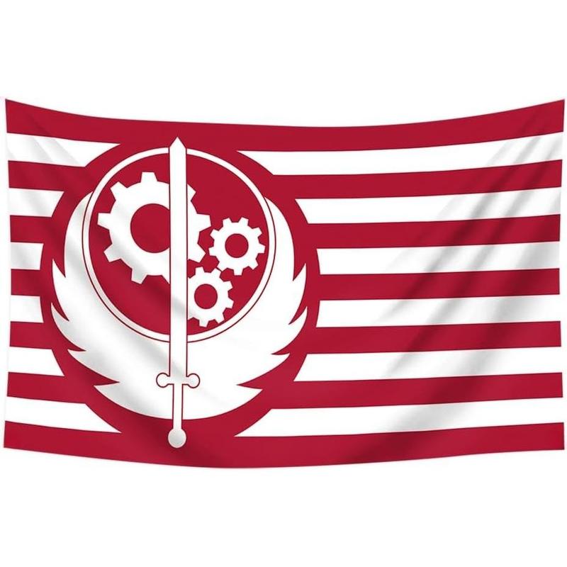 Brotherhood of Steel Fallout Red Banner Flag Wall Art Hanging,For Decorate Clubs Concerts Bars University Dormitories Living Rooms Bedrooms Decor Tapestry Parties,Gift