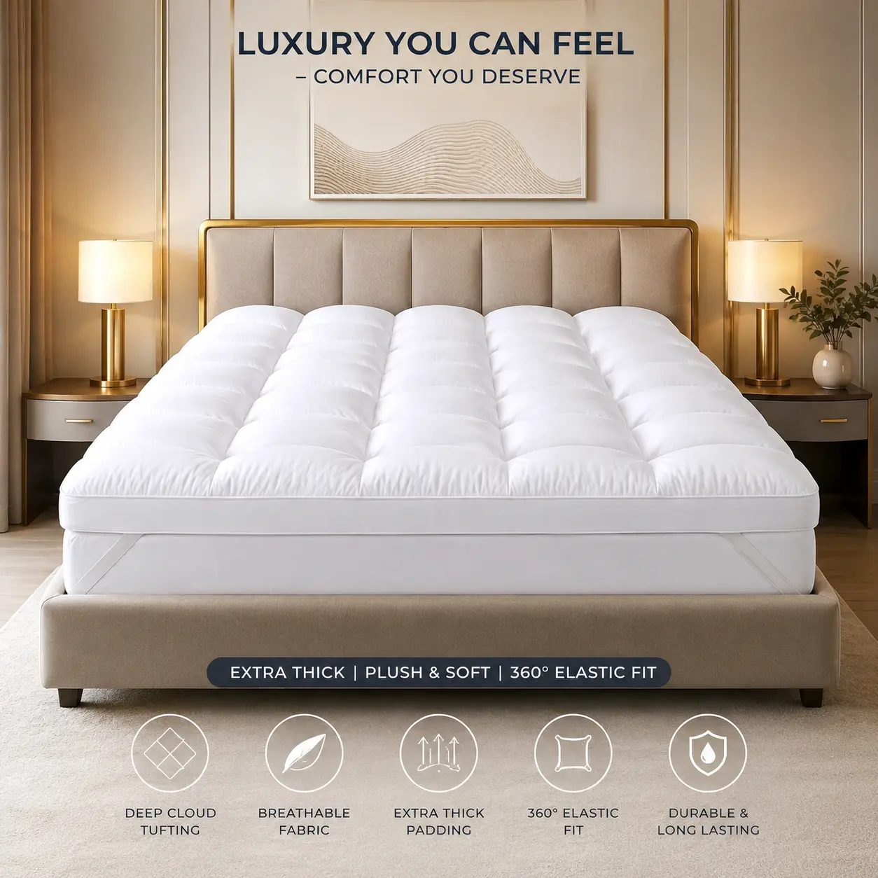 Queen Size Mattresses, 4 Inch Hybrid Queen Mattress Topper, Medium Firm Mattress with Pocket Springs, Strong Edge Support, Pressure Relief, Bed in Box
