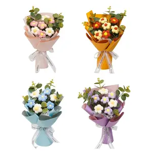 Handwoven Crochet Flower Bouquet, Decor Floral Arrangement for Room Decor, Home Supplies Home Decorative Flowers