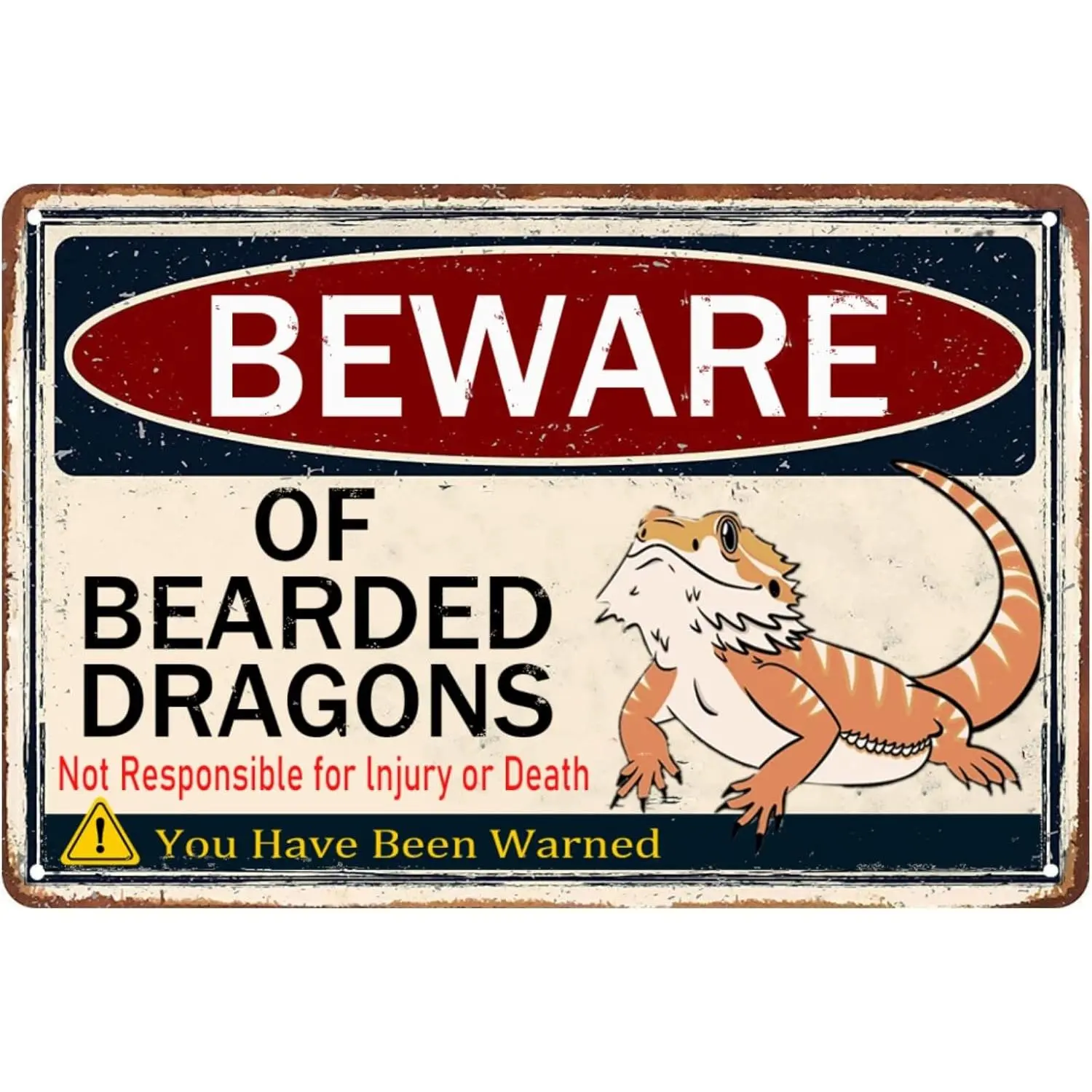 Beware Of Bearded Dragon Sign Reptile Dragons Tank Accessories Bearded Dragon Metal Tin Signs Lizard Stuff Vintage Wall Decor Gift For Dragon Lover Reptile Decorations 8 X 12 Inches