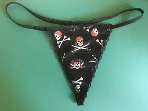 Womens PIRATE Halloween Costume Skull Crossbones Gstring Thong Underwear Cotton Lingerie Cotton Lingerie Sexy Womenswear Sexy Womenswear