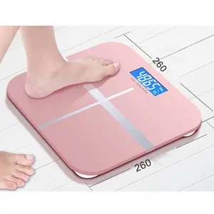 Weighing Scale Weight Scale, Body Weight Scale, Toughened Glass, Bathroom Scale with Temperature, 180Kg, Pink