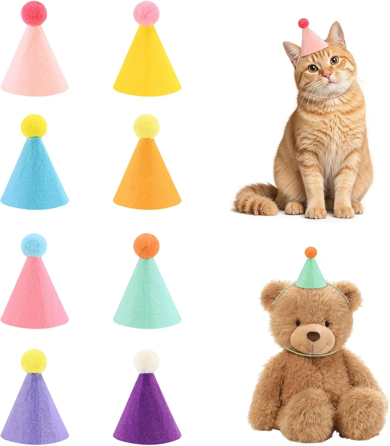 Mini Party Hats for Stuffed Animals Headwear, Birthday Hats Party Animal Birthday Decorations Supplies for Dog Cat