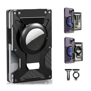Minimalist Wallet for Men, 5 in 1 Magnetic Wallet With Airtag Holder, Money Clip & Credit Card Holder, Slim Airtag Wallet Mag Safe Wallet for iPhone Series of 15/14/13/12 Pro/ProMax