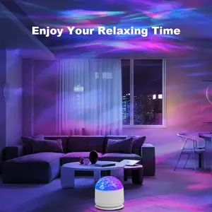 7-Color Star Projector Light | Music-Sync Rhythm, Ocean Wave & 3D Water Ripple Effects | Romantic Bedroom Night Light