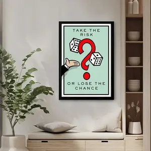 'Take the Risk or Lose the Chance' Wall Decor, Motivational Wall Art for Everyone, Classic Cartoon Graffiti Canvas Poster, Portable Installation, Perfect Gift Idea for Home Living Room Office