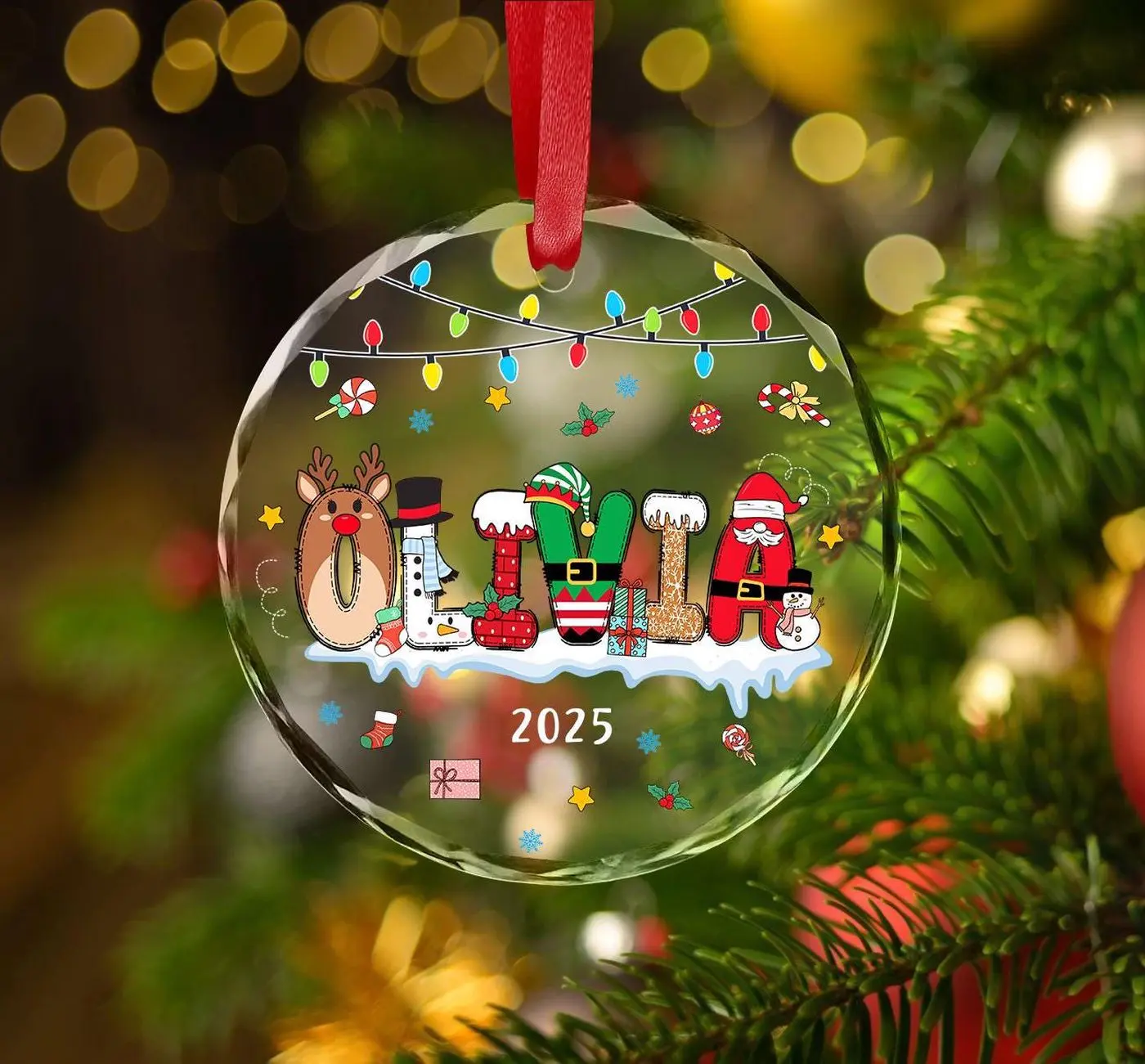Personalized Letter Name Glass Ornament, Initial Christmas Ornament 2026, Family Christmas Keepsake, Christmas Tree decor