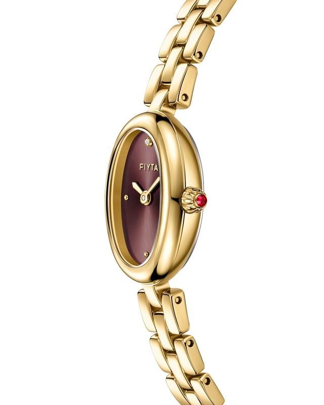 FIYTA Golden Bean Series Women's Watch, Oval Case, Adjustable Stainless Steel Bracelet, Wrapped by Stylish Gift Box, Elegant Present Gold Watch for Women,Womens gifts