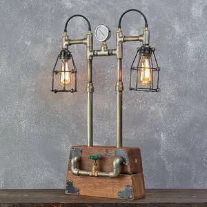 Industrial Wooden Box Double Lamp