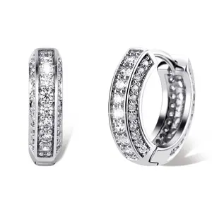 Gold Hoop Earrings for Women 18K Gold Plated Iced Out Silver Huggie Earrings for Men Hypoallergenic CZ Diamond Earrings