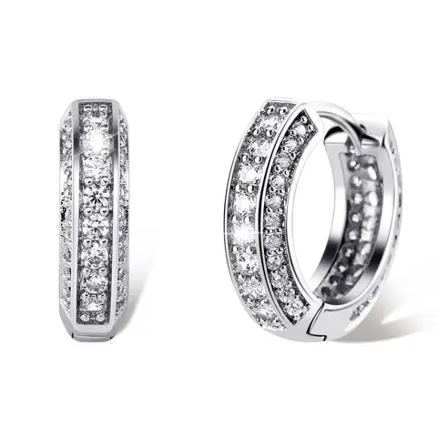 18K Gold-Plated Iced Out Cubic Zirconia Huggie Earrings - Trendy Earrings for Adults, Hypoallergenic, Elegant, All-Day Lightweight, Anniversary Gift, Everyday Sparkle Costume Jewelry