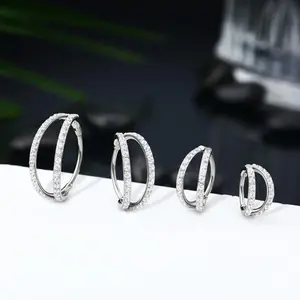 Oufer Titanium AAA+ Grade CZ Double Segment Hinged Nostril Nose Piercing Ring - High-Quality G23, Available in 6mm, 8mm, 10mm, 12mm Sizes, Nose Ring, Double Nose Piercing, Body Piercings, Unisex