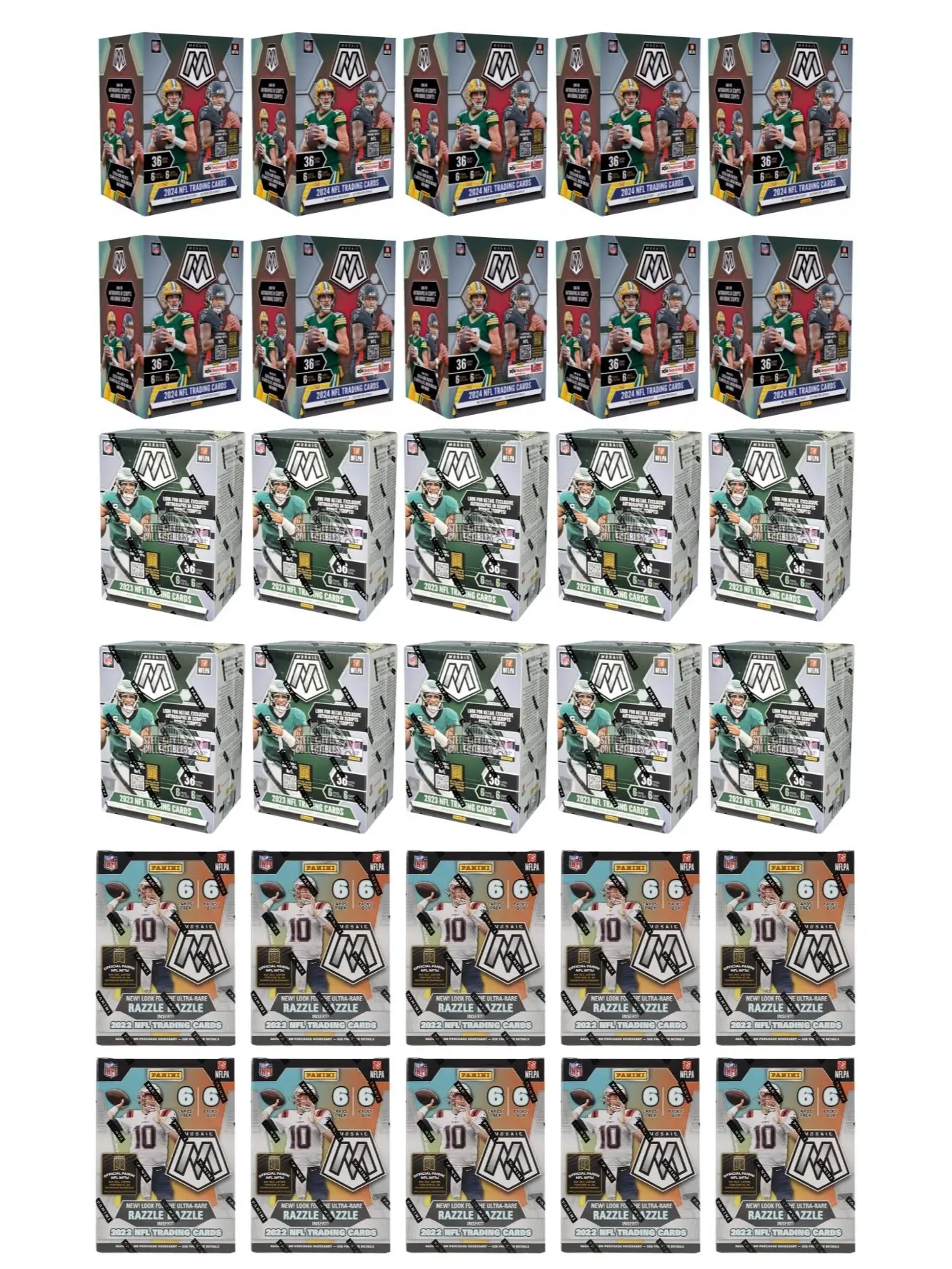BREAK 729 10/2 10AM: (10) 2024, (10) 2023 & (10) 2022 Panini Mosaic Football Blaster Box Pick Your Team Break PYT