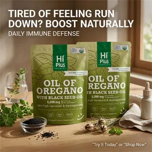 HiPlus 2-Pack Oregano Oil & Black Seed Oil 2-in-1 6000mg High Potency Supports Immune Health, Antioxidant Rich Supplement, Non Gmo Supplement, Herbal Supplement for Fitness Healthcare, 300 Softgels