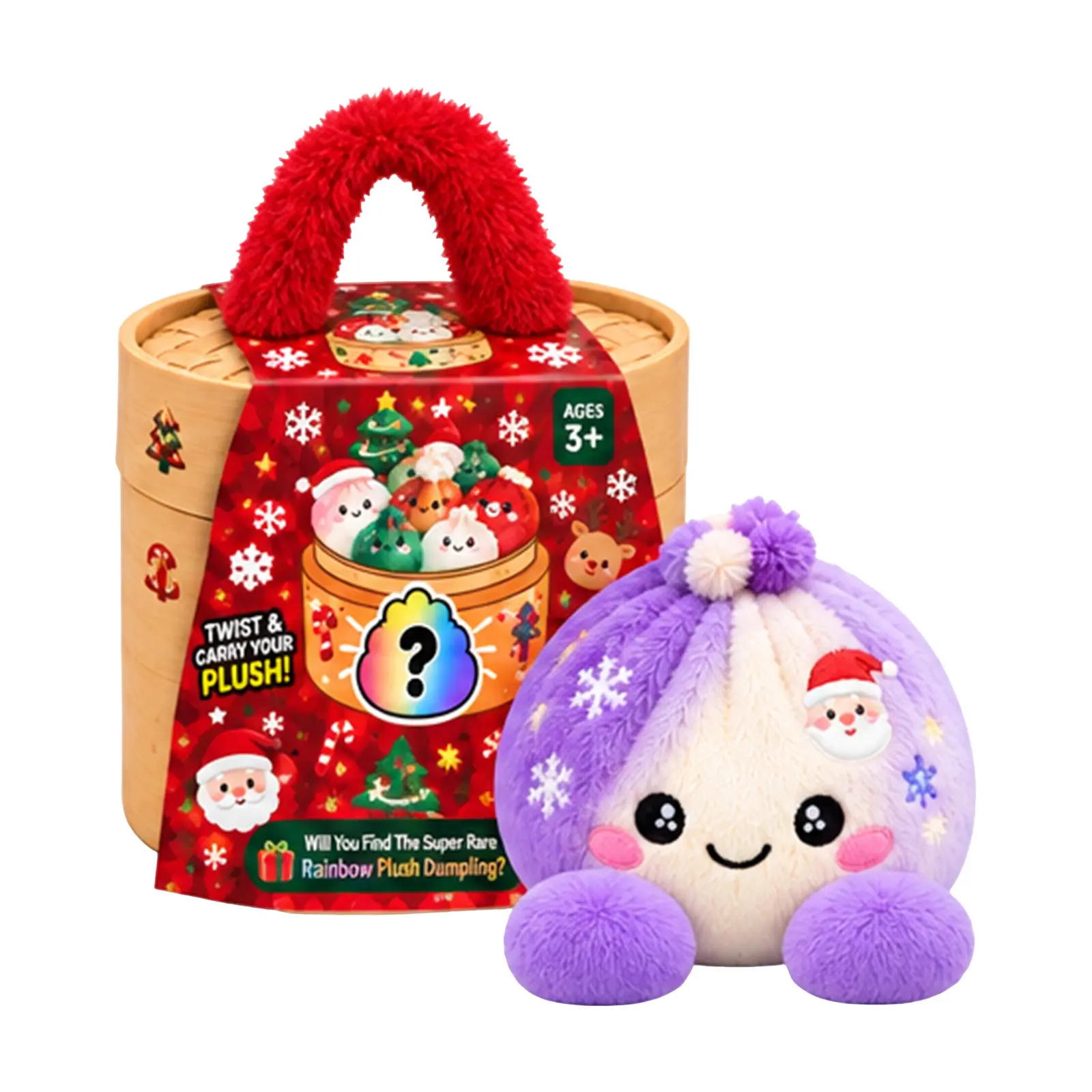 15cm Twist & Carry Your Plush - Super Rare Rainbow Plush Dumpling - Ages 3+ - Festive Design - Perfect for Holiday Gifts