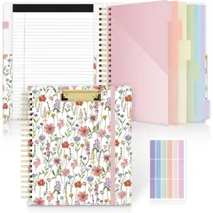 SKYDUE Clipboard Folder with Storage, Refillable Notepad, 6 Dividers & 12 Pockets for Letter Size