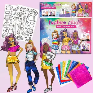 Foil Fun DIY Cartoon Toy Set with Transfer Sheets & Paper, Fashion Art Craft Kit, No Mess Portable Travel Art Set, Foil Transfer Creative Activity for Kids, Perfect Birthday Christmas Gift for Boys and Girls