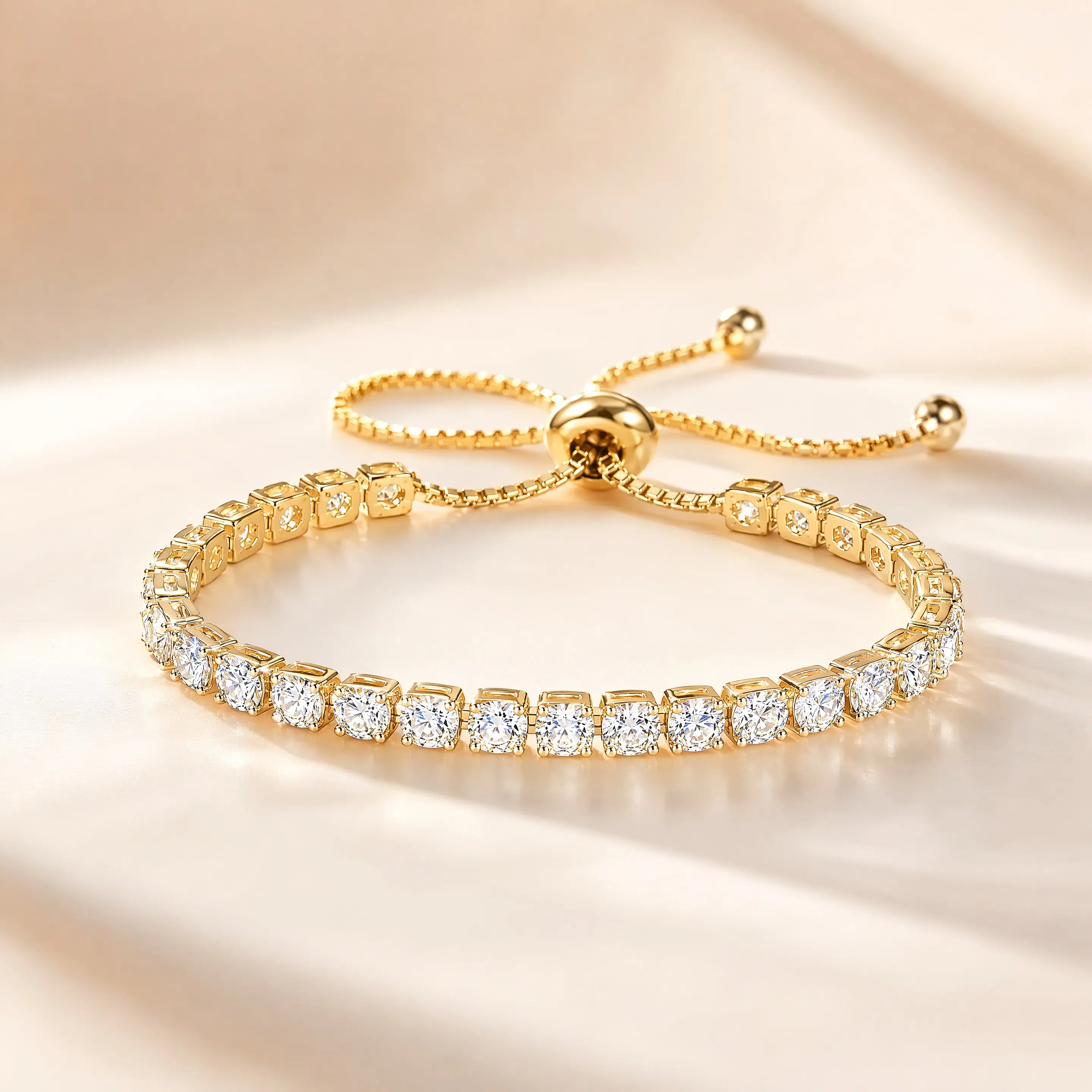 Sparkling Rainbow Cubic Zirconia Adjustable Tennis Bracelet | 14K White Gold Plated Hypoallergenic Slider Chain | Elegant Dainty Jewelry Gift for Women & Teen Girls | Perfect Birthday Present | Trendy Everyday Wear Aesthetic Sparkle Accessories