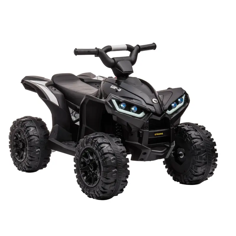12V Kids Ride On ATV Kids Toy - Rechargeable Electric Battery-Powered 4-Wheeler for 2-4 Years, with Music, LED Lights, Soft Start, USB Port, FM/AUX, Treaded Tires, Adjustable Speed Modes, Yellow - Cool Gift for Kids for Outdoor Fun