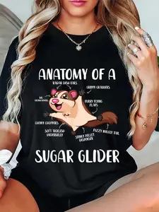 100% Cotton Anatomy Of A Sugar Glider Funny Cute Sugar Glider Gift T-Shirt