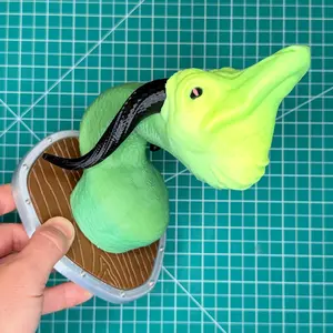 The Mireborn Serpent Dragon Head Bust - Handcrafted Eco-Friendly Fantasy Decor with Glossy Black Horns & Swamp-Green Scales | D&D & Gamer Gift | Wooden Beast Ornaments