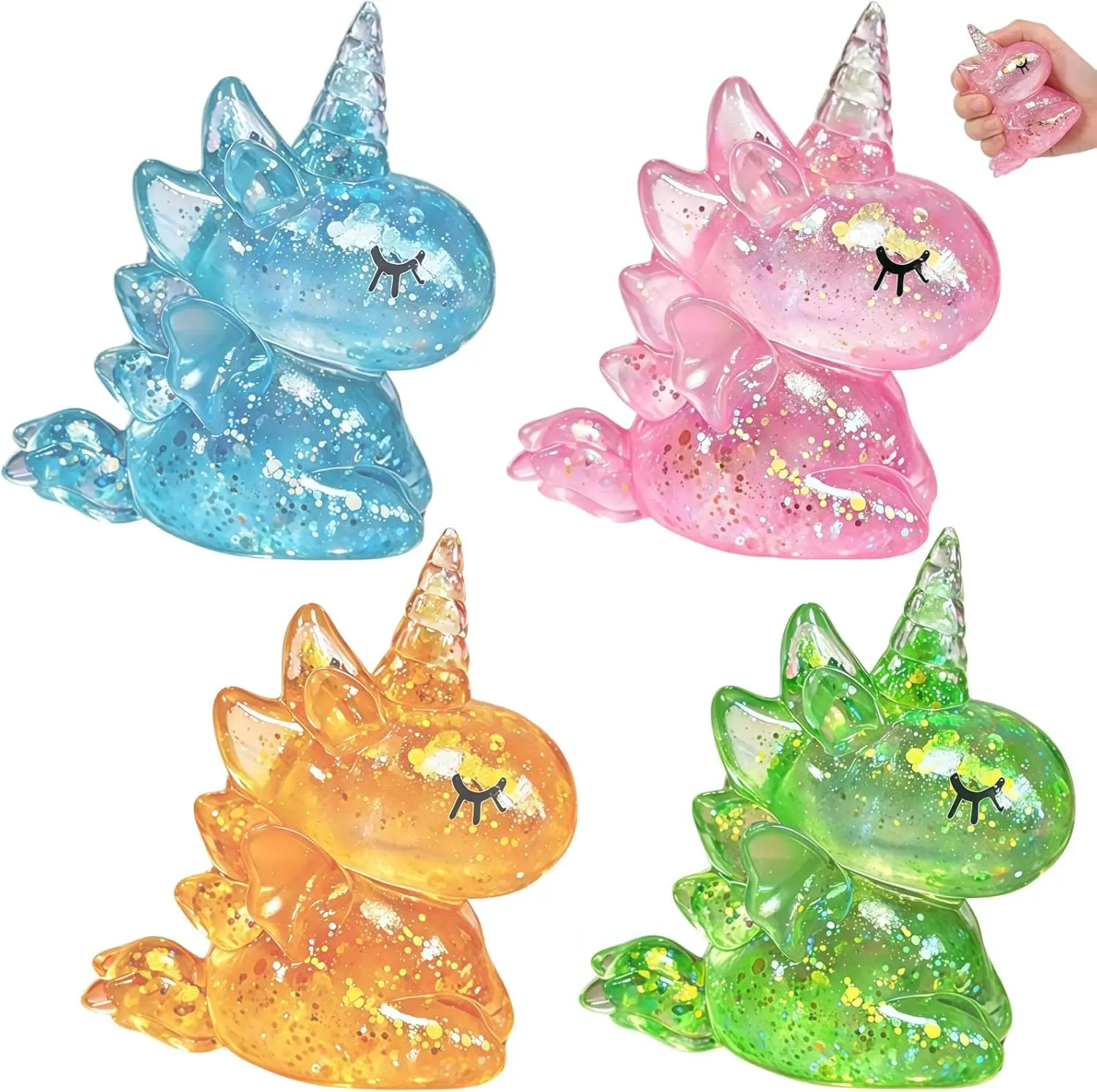Unicorn Squishy Squeeze Toys, Glitter Squishy Unicorns, Sugar Squishy Relief Fidget Toys, Slow Rising Squishy Toy for Adult, Stocking Stuffers, Party Favors, Birthday Gifts