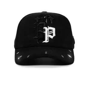 TITO DOUBLE P CRYSTAL Baseball Cap with Gold Embroidery Be Real Without Screwing Anyone Design for Statement Making Black Material Sleek Stylish Look
