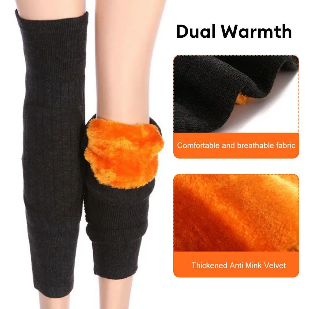 Unisex Faux Cashmere Leg Warmers, Thermal Insulated & Padded Knee Protectors, Solid & Leopard Print Sleeves for Winter & Elderly, Hunting, Extra-Padding, Synthetic Cashmere, Thermal Insulation, Unisex Wear, Knee-Length Socks, Hiking/Cycling, Elastic Stret