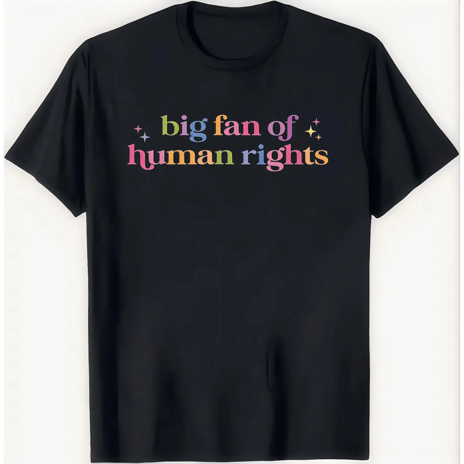 Women's Heavyweight Graphic Print T-Shirt, Streetwear Loose-Fit Top with a Human Rights Design and Dropped Shoulders, Moisture-Wicking, Round Neck, Pure Cotton