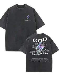 1pc Vintage Batik Cotton T-Shirt - Double-Sided Washed God First Print with Romans 3:3-4 Scripture & Cross Design, Loose Fit Casual Tee for Spring Summer Fall, Religious y2k,Vintage,Streetwear Christmas Thanksgiving gift,Cyber Monday